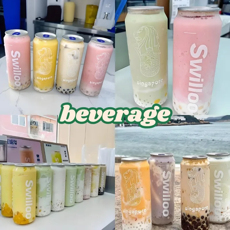 Clear PET cans perfect for bubble tea with visible toppings
