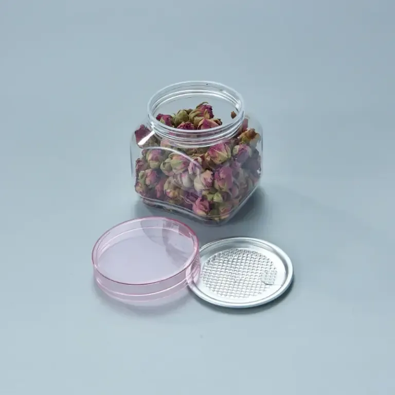 Square Shape Clear Plastic Jar